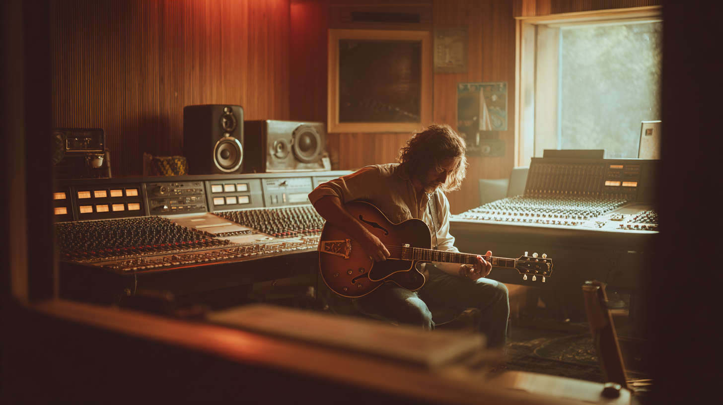 Musician in recording studio